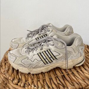 Bad Bunny Adidas Light Gray Athletic Sneakers with Black Stripe Accents